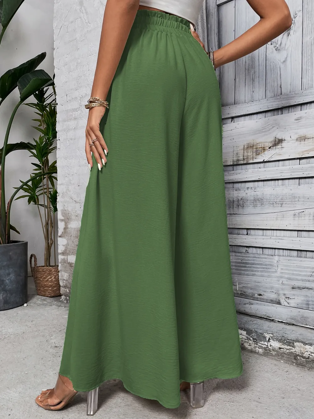 Tied High Waist Wide Leg Pants, image 7