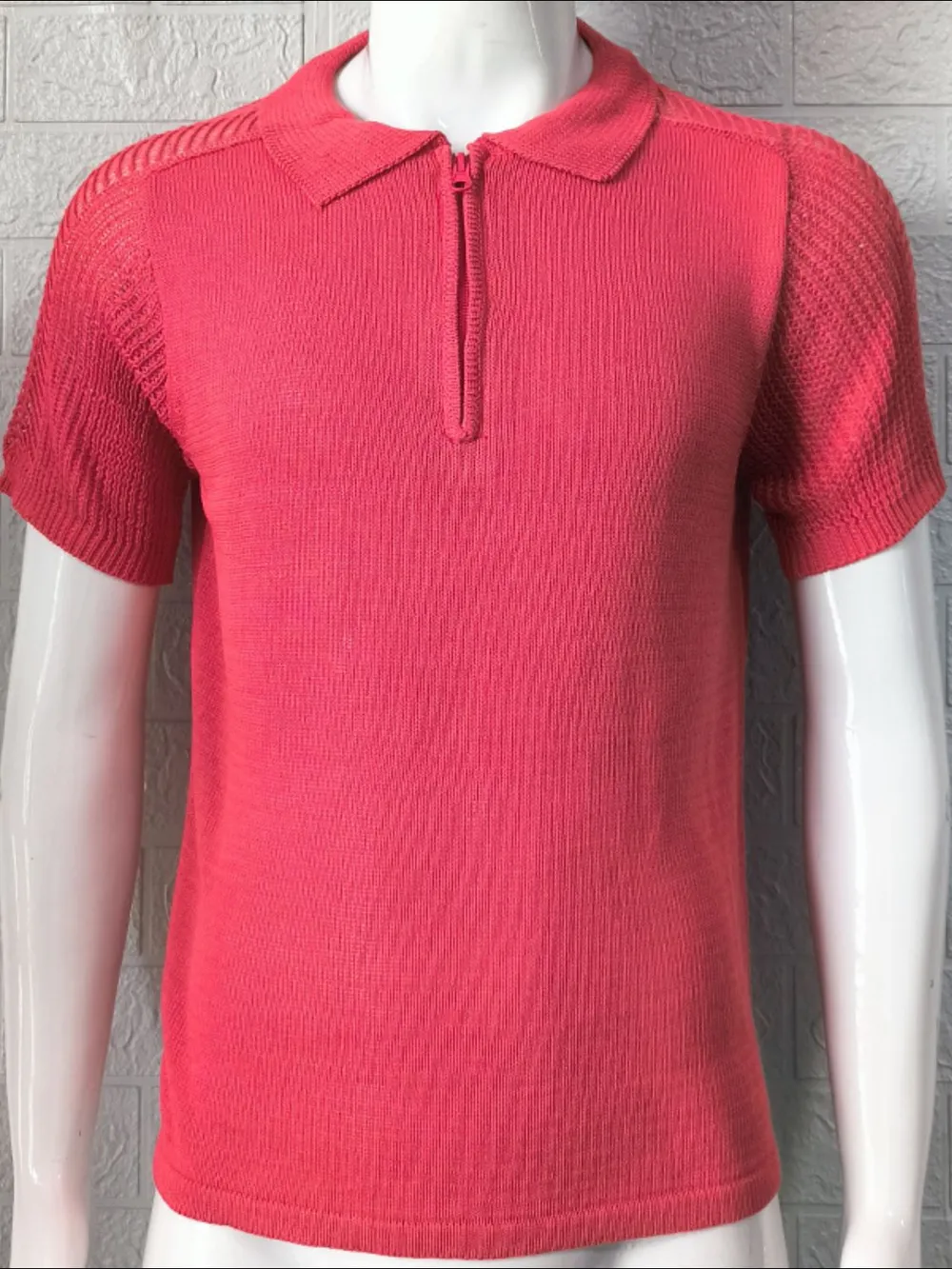 Men's Collared Neck Quarter Zip Knit Polo, image 5
