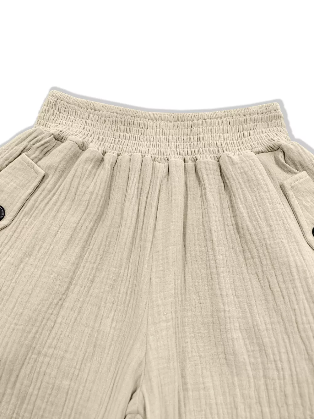 Smocked Textured Casual Pants, image 3