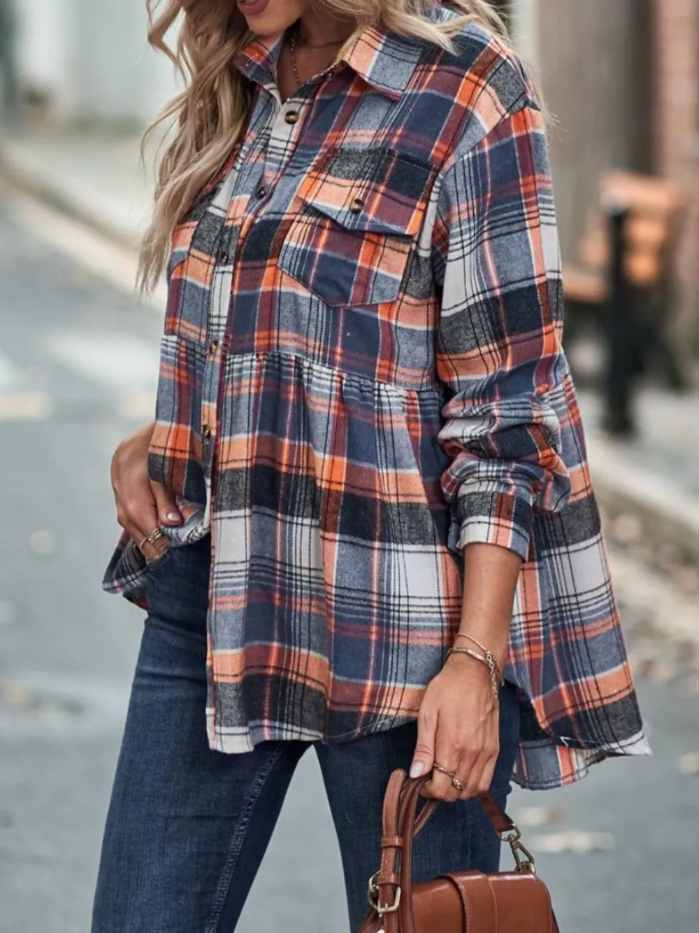Plaid Button-Down Long Sleeve Shirt, image 5