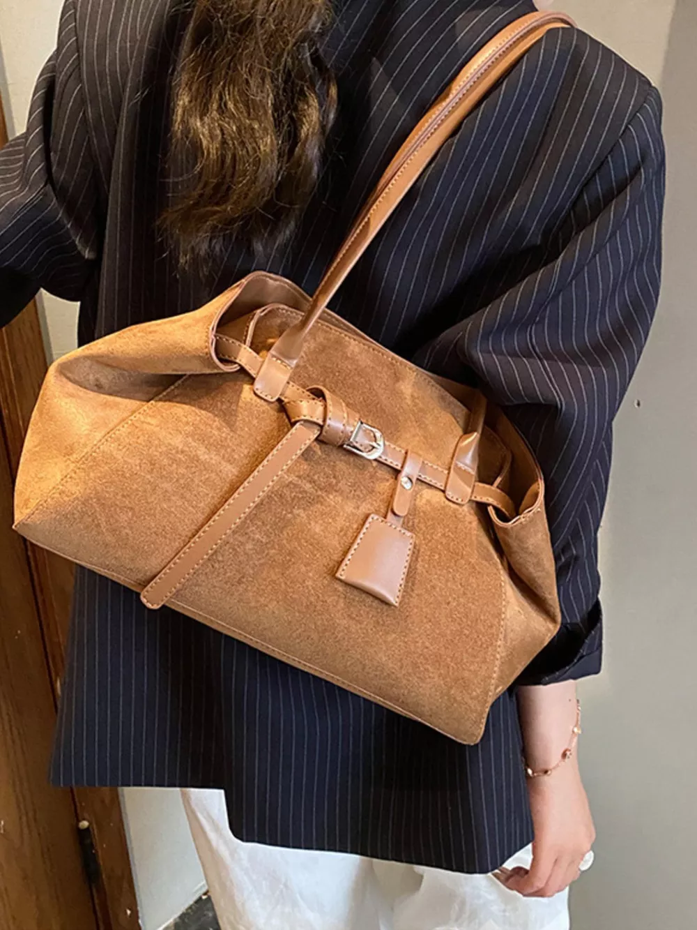 Lightweight Suede Shoulder Bag, image 16