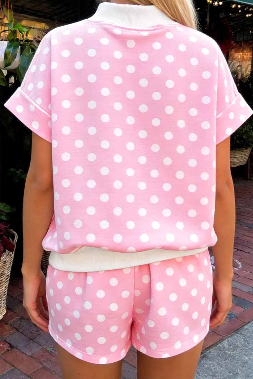Polka Dot Short Sleeve Top and Shorts Set, image 3