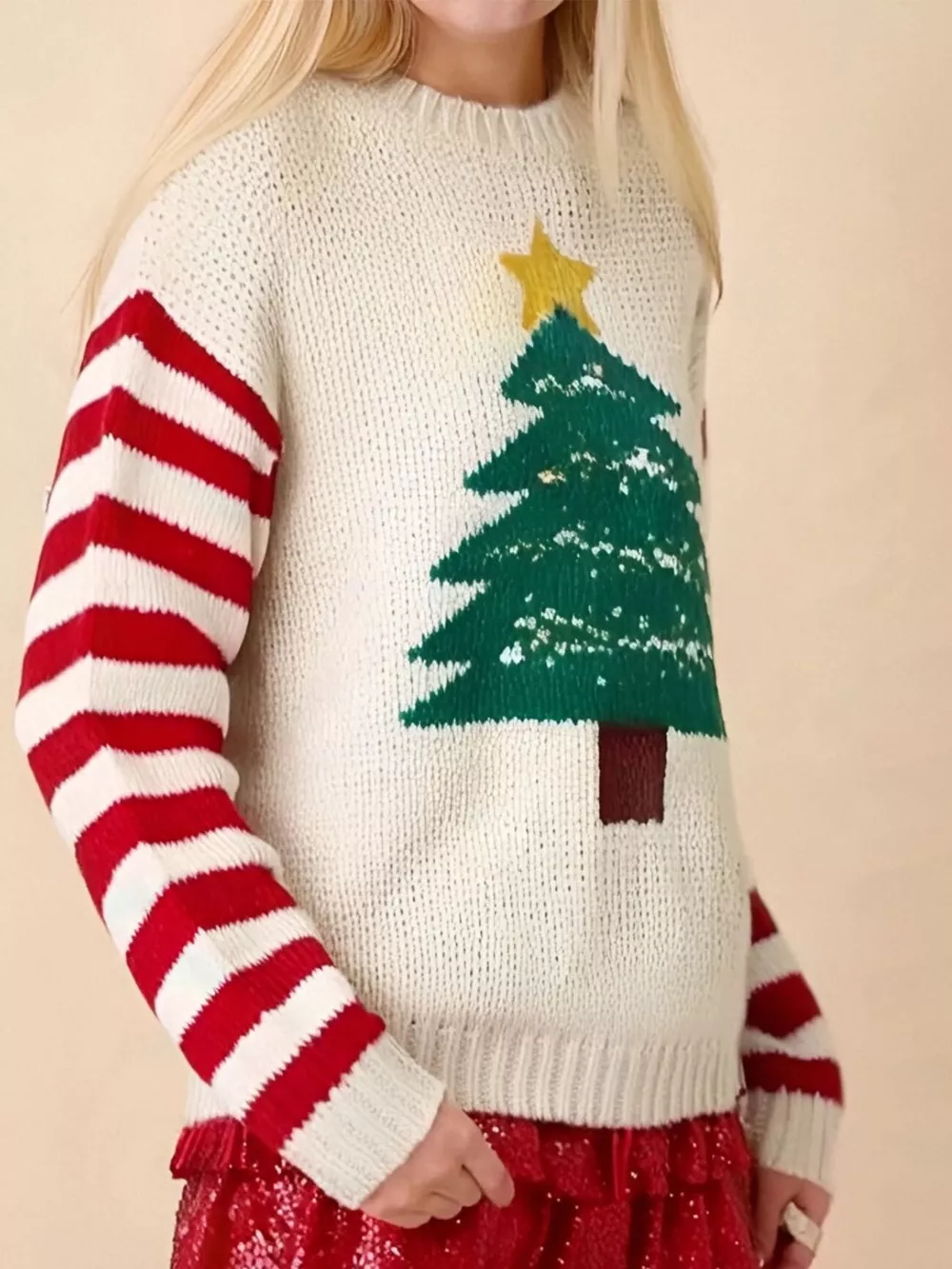 Christmas Tree Round Neck Sweater, image 2