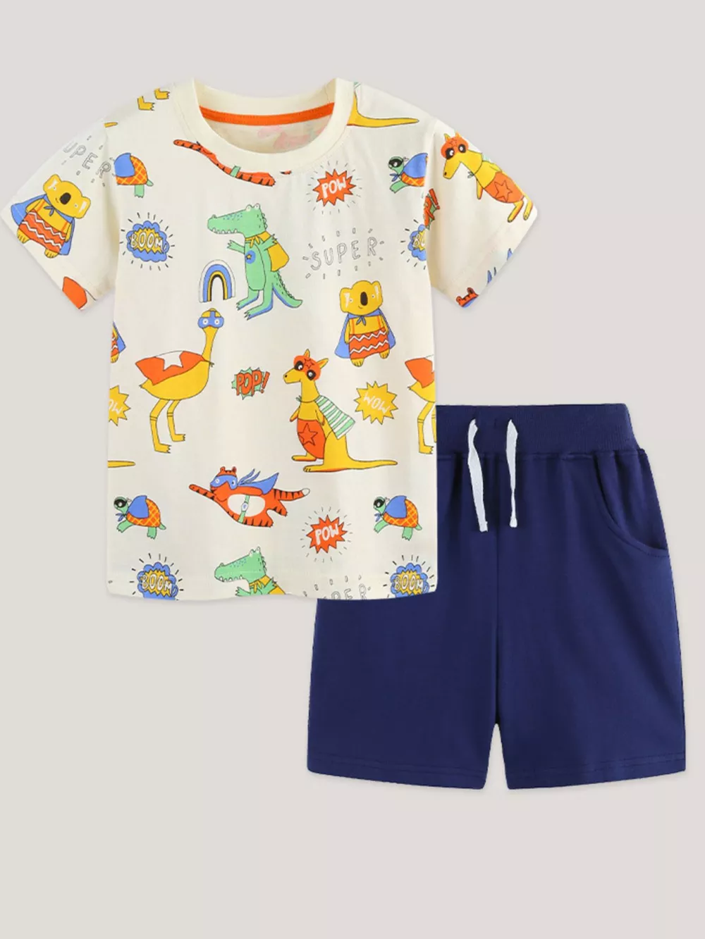 Children's Cartoon Animal Print Tee and Shorts Set, image 2