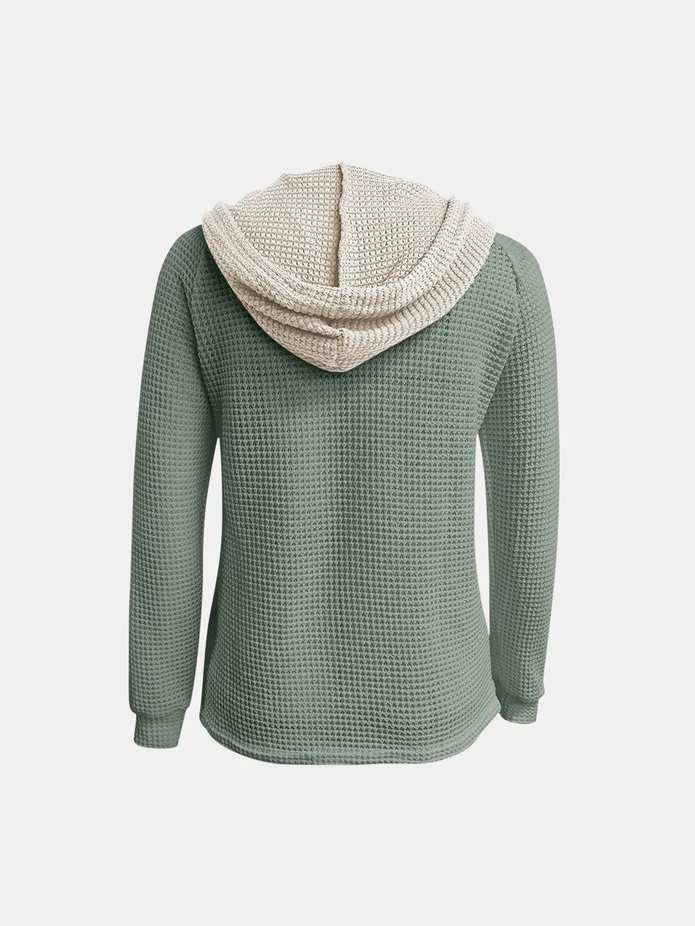 Full Size Waffle-Knit Contrast Long Sleeve Hoodie, image 18