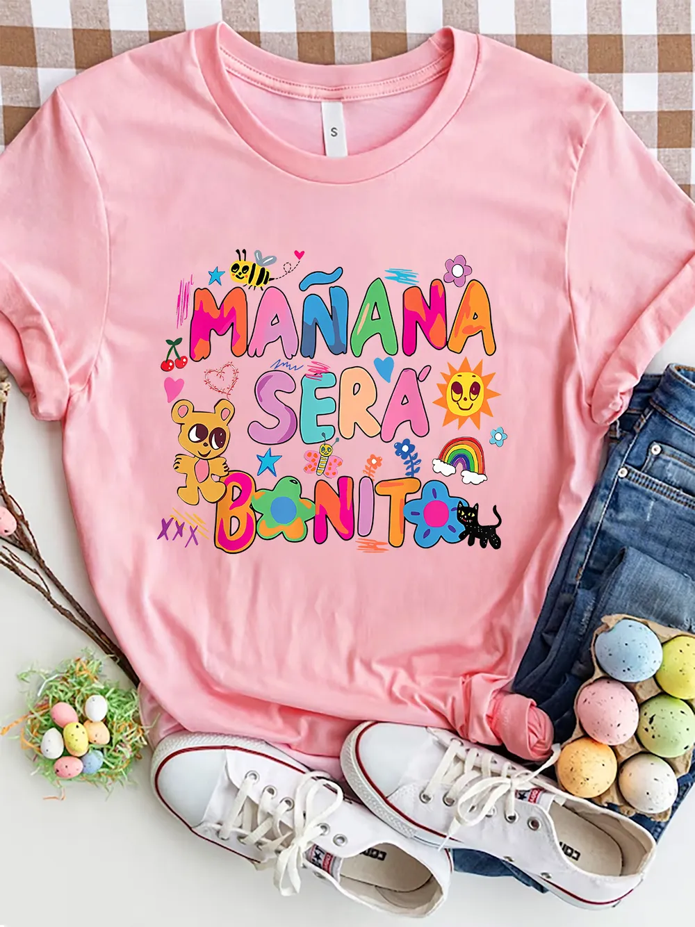 Letter Graphic Round Neck Short Sleeve T-Shirt, image 7