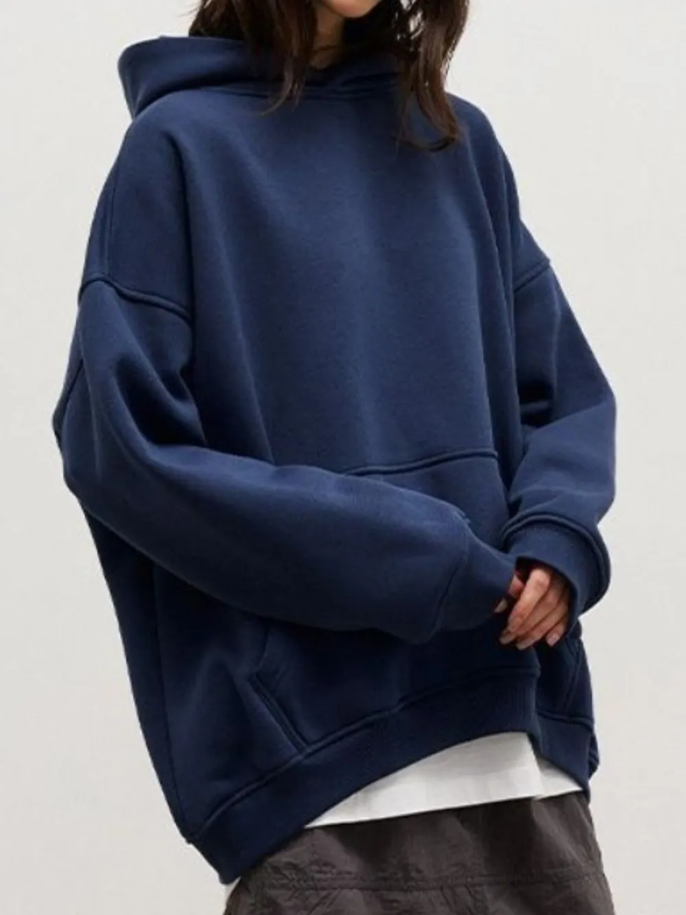 Pocketed Dropped Shoulder Long Sleeve Hoodie, image 10