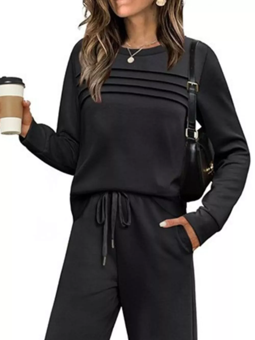Full Size Long Sleeve Round Neck Top and Pants Set Plus Size, image 6