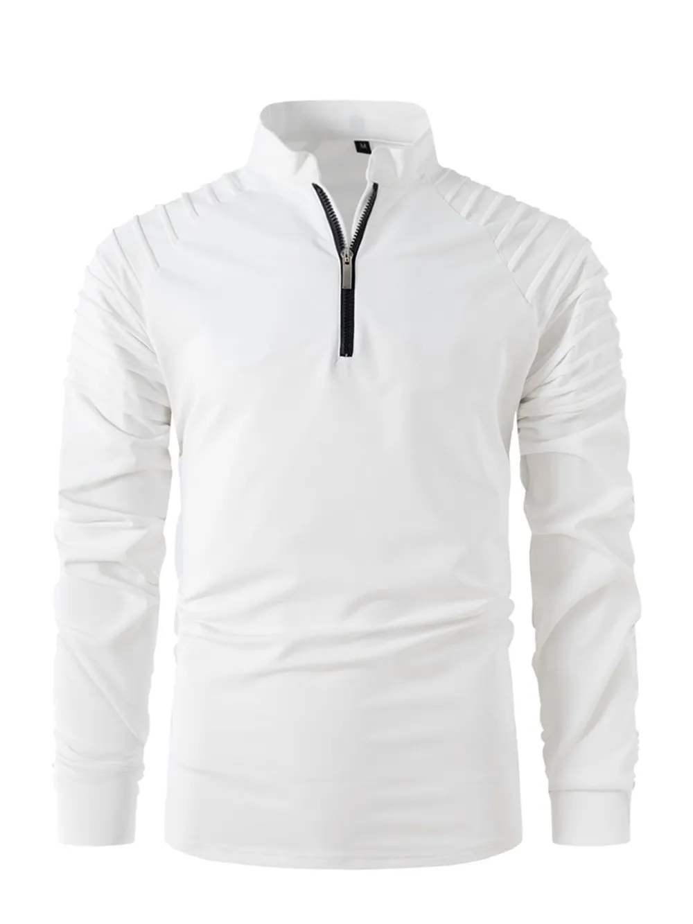 Men's Full Size Quarter Zip Long Sleeve Polo Plus Size, image 4