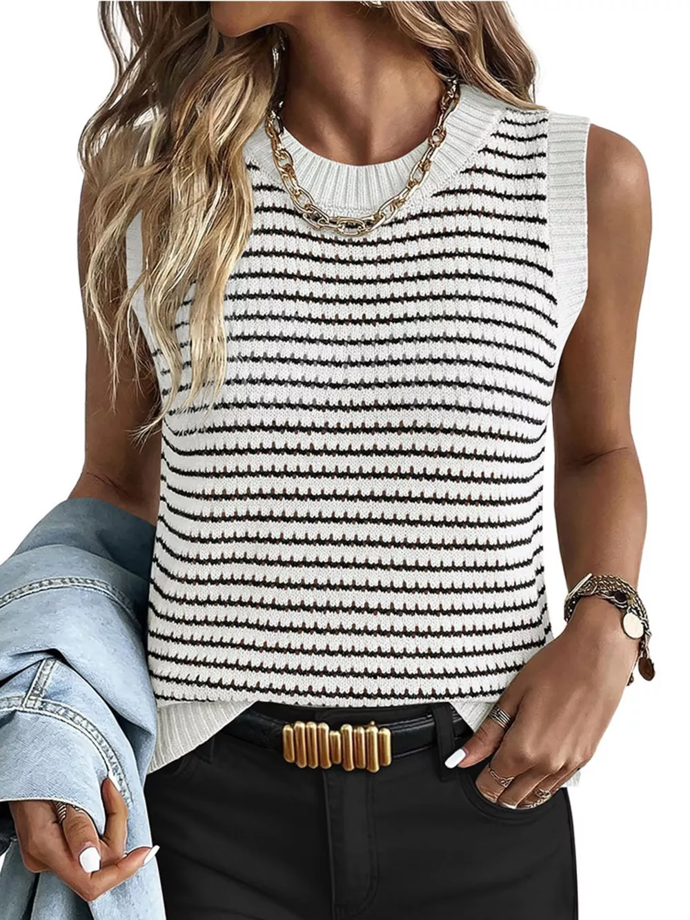 Striped Knit Sweater Vest, image 13