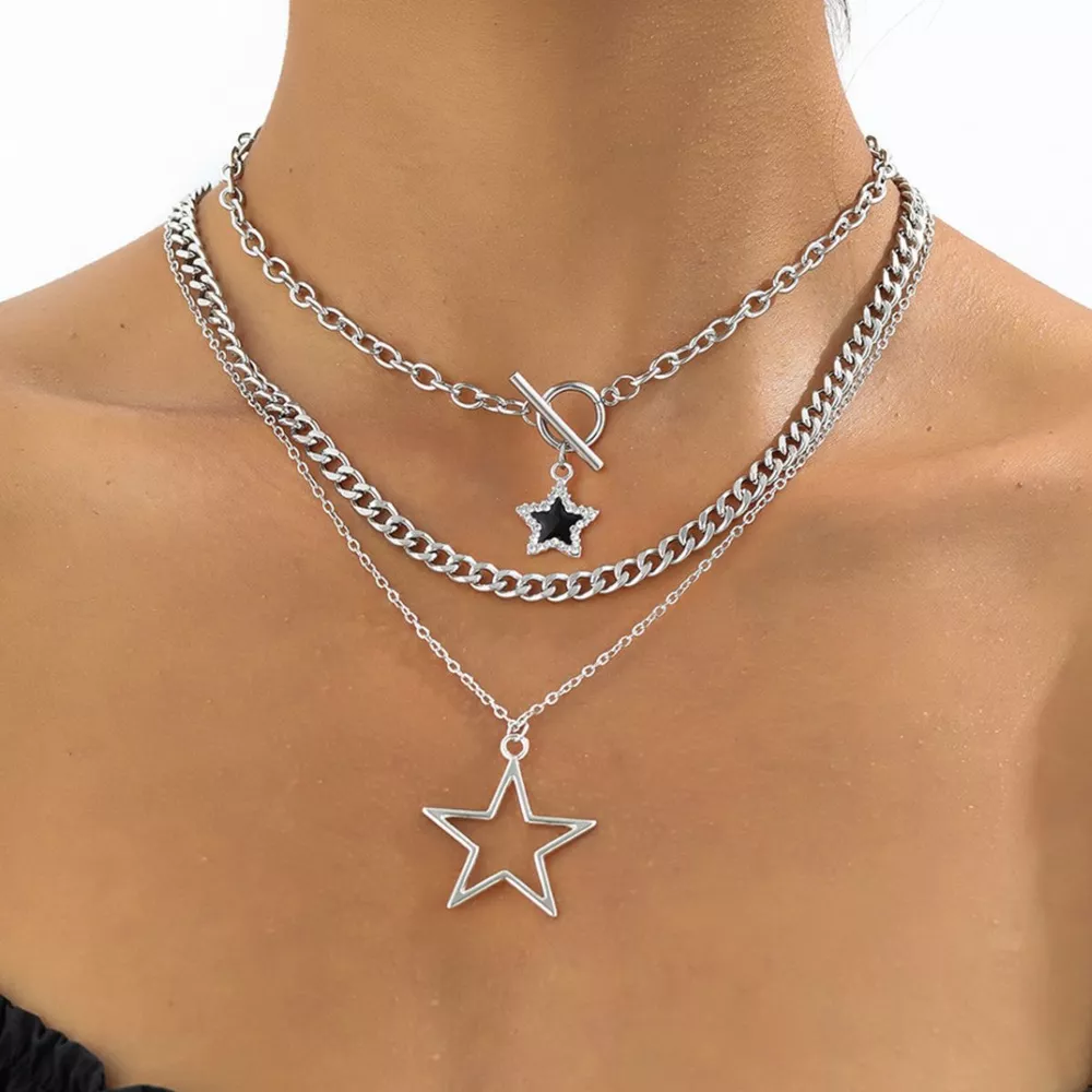 3-Piece Layered Star Pendant Necklace, image 3