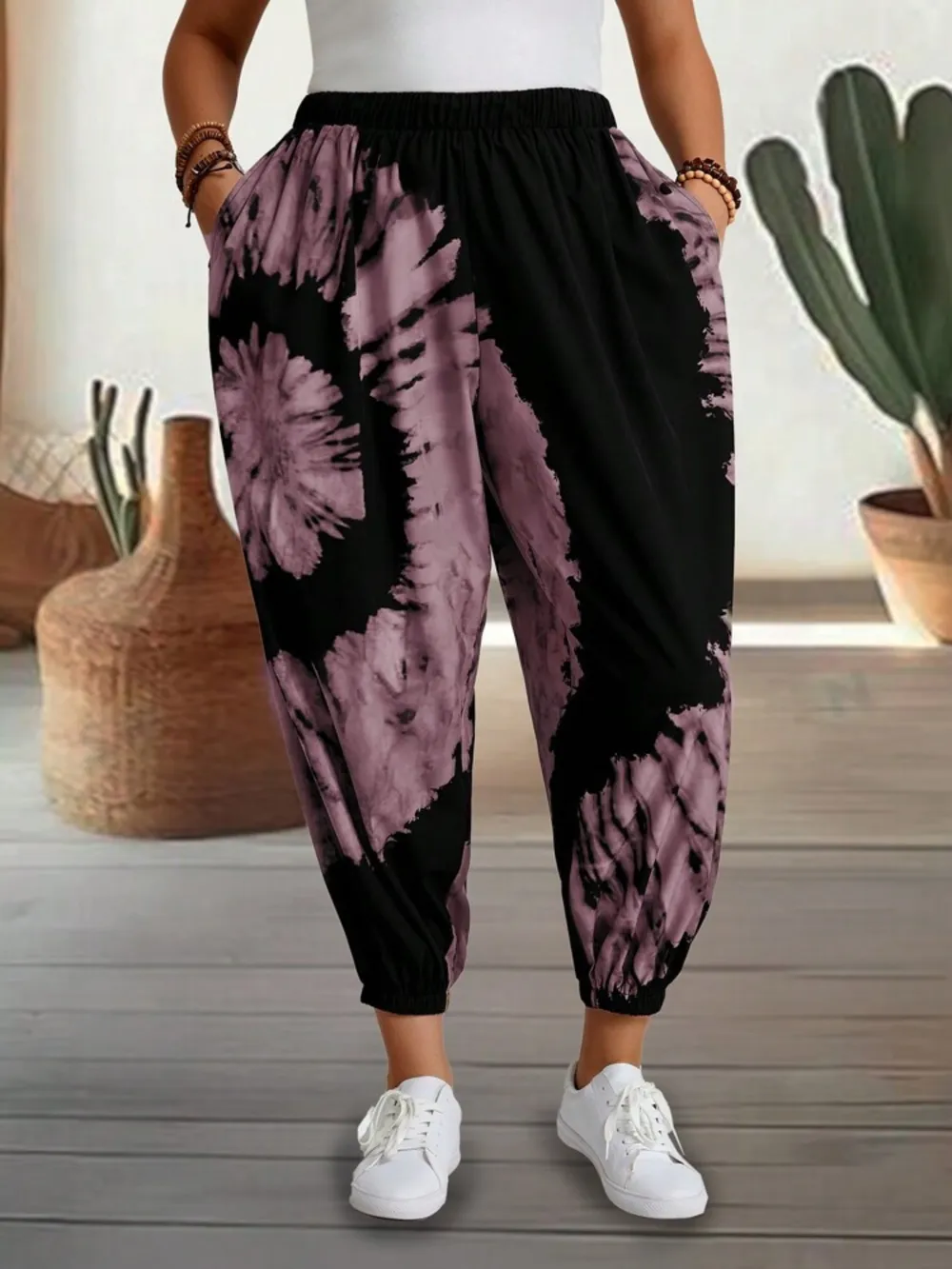 Tie-Dye Elastic Waist Pants, image 4