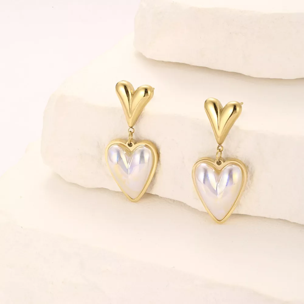Heart-Shaped Pearl Drop Earrings, image 7