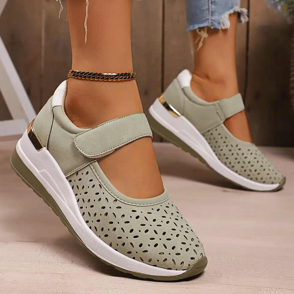 Round Toe Wedge Sneakers, image 2