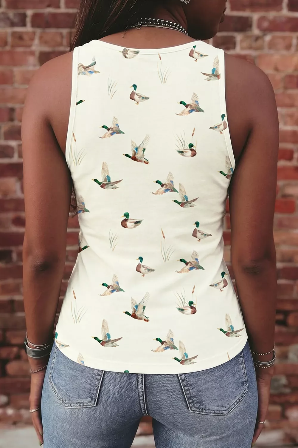 Mallard Print Western Style Tank Top, image 2