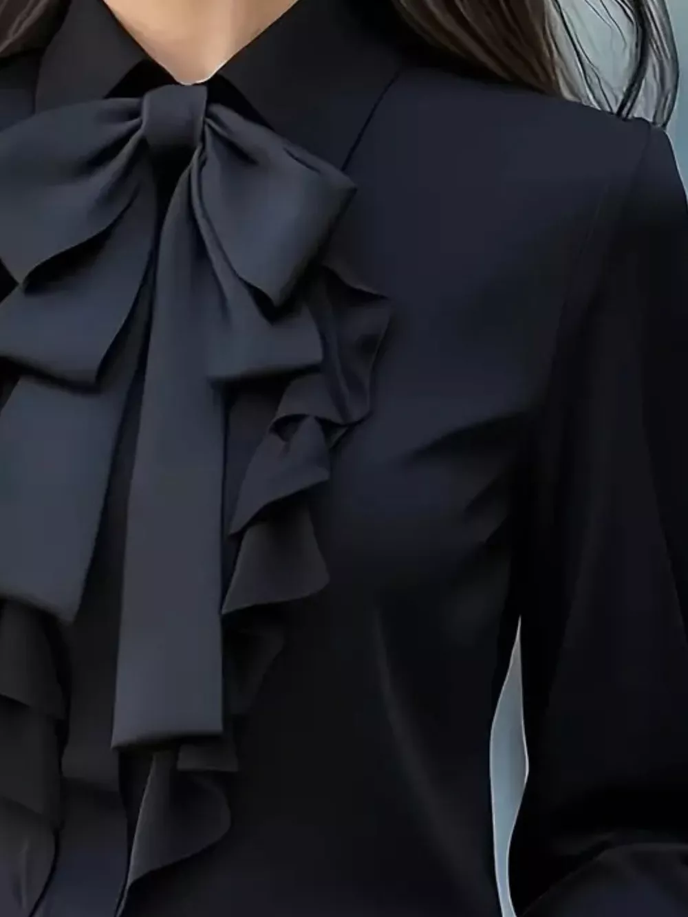 Ruffled Tie Front Long Sleeve Blouse, image 3