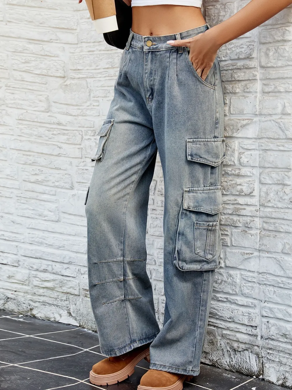 Washed Jeans with Pockets, image 2