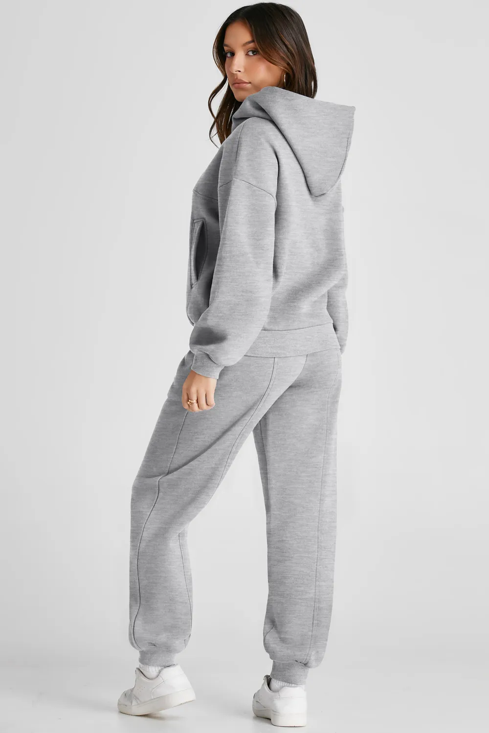 Dropped Shoulder Long Sleeve Hoodie and Pants Active Set, image 2