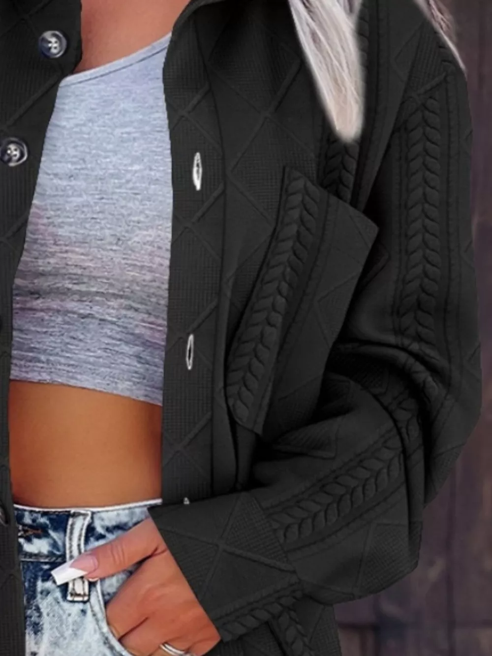 Button Up Long Sleeve Knit Outerwear, image 3