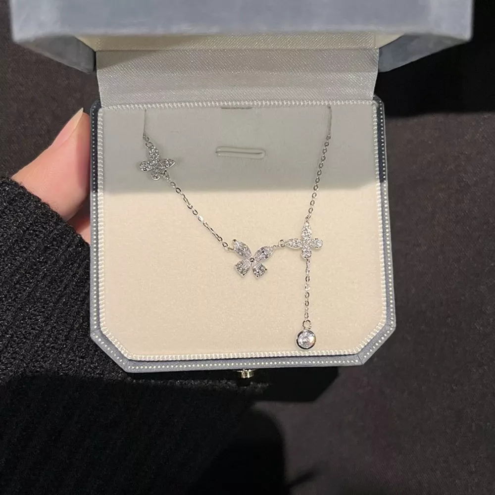 925 Sterling Silver Zircon Butterfly Necklace, image 3
