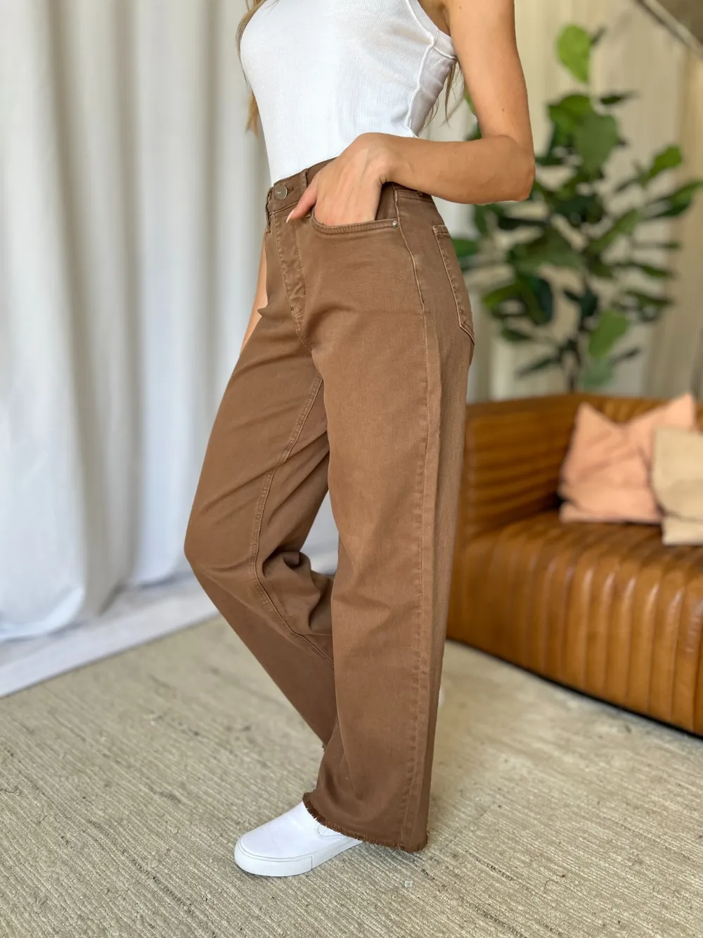 Full Size High Rise Garment Dye Wide Leg Jeans, image 20