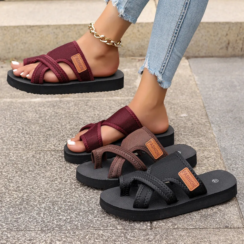 Mesh Toe Loop Platform Sandals, image 2