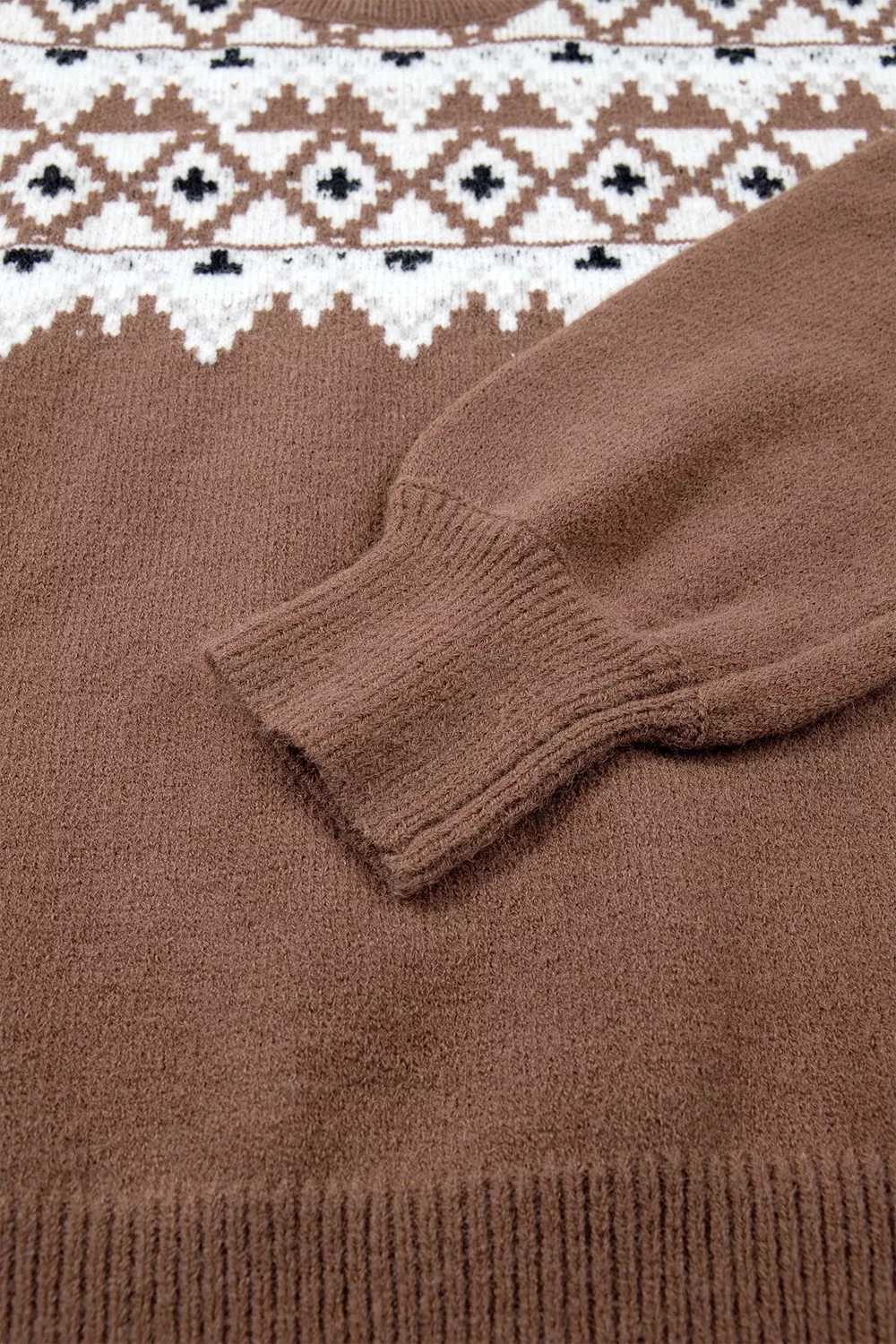 Geometric Print Drop Shoulder Casual Pullover Sweater, image 9