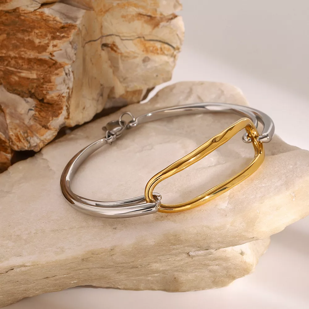 Two-Tone Geometric Link Bracelet, image 3