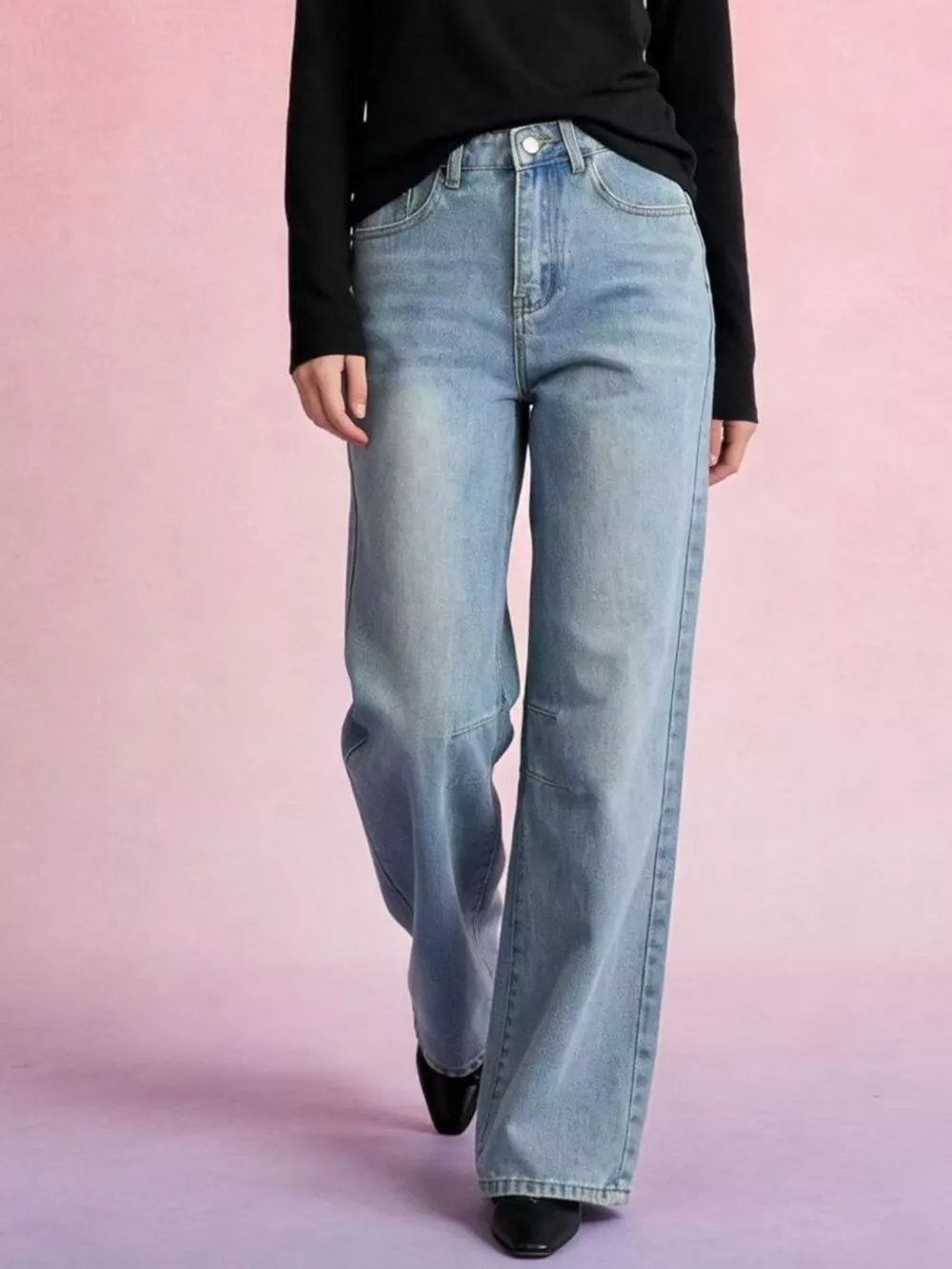 Wide Leg Wash Jeans, image 3