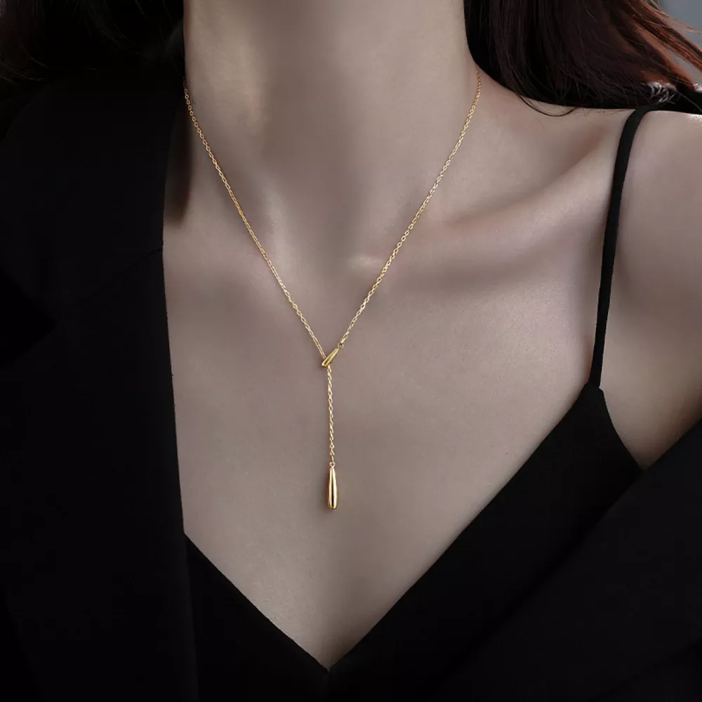 925 Sterling Silver Y-Shaped Pendant Necklace