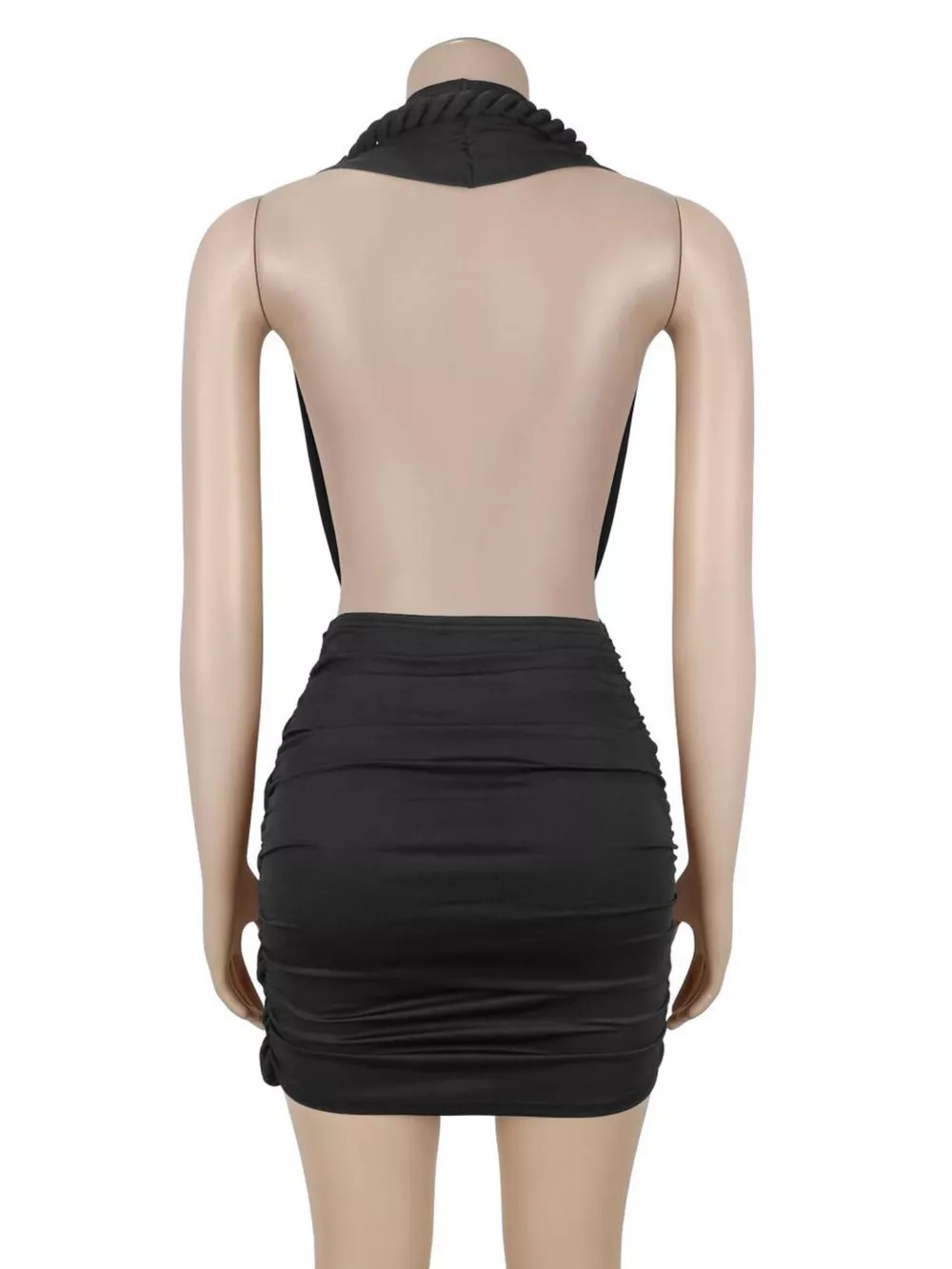 Ruched Halter Neck Bodycon Mini Dress, image 5