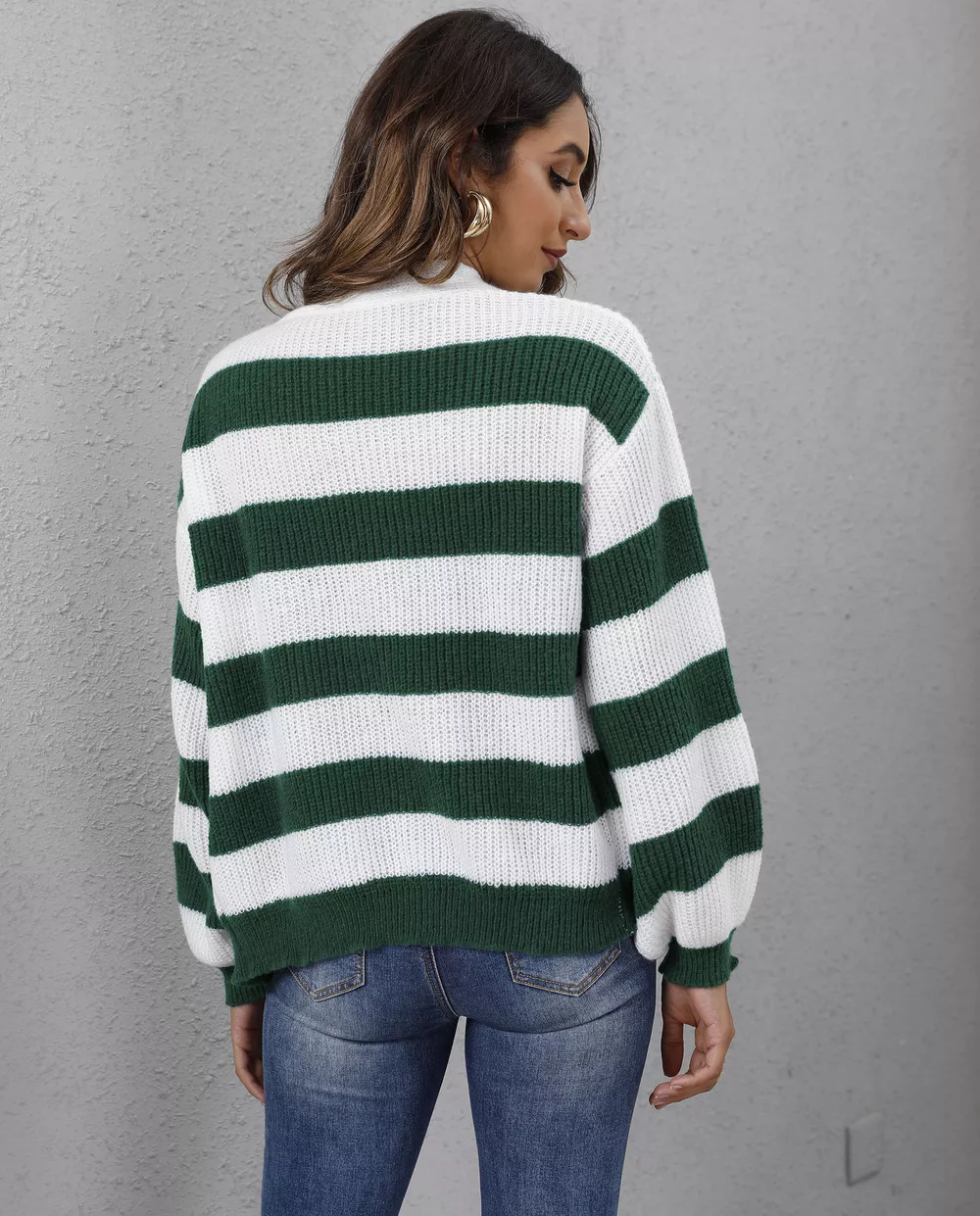 Striped Button-Up Long Sleeve Cardigan, image 13