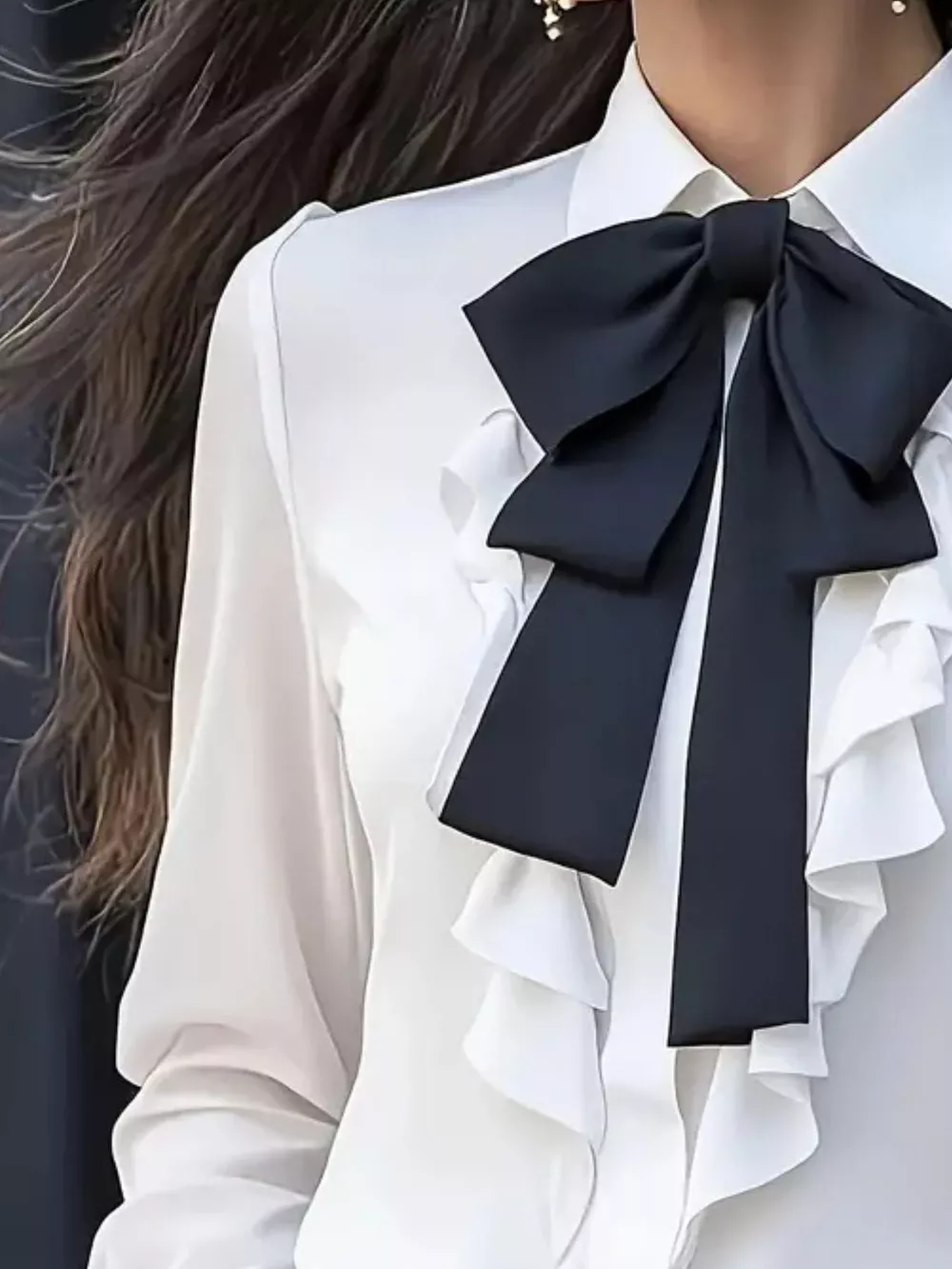Ruffled Tie Front Long Sleeve Blouse, image 9
