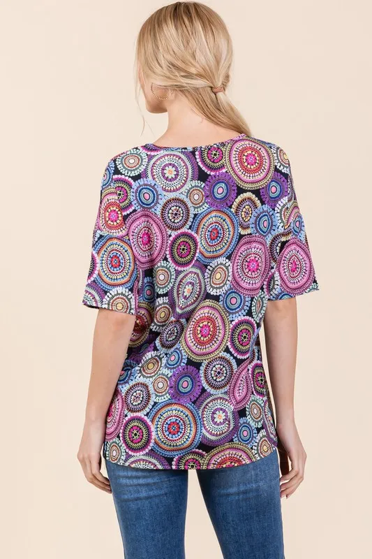 Printed Round Neck Half Sleeve Top, image 4