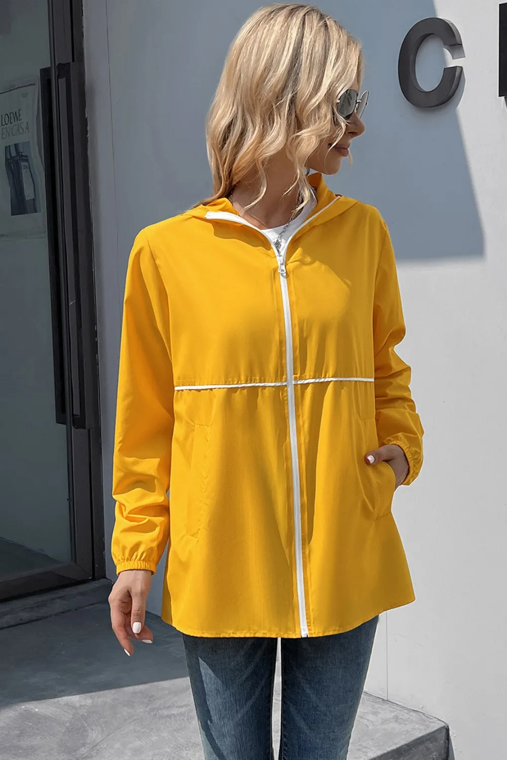 Zip Up Long Sleeve Hooded Watertight Jacket, image 4
