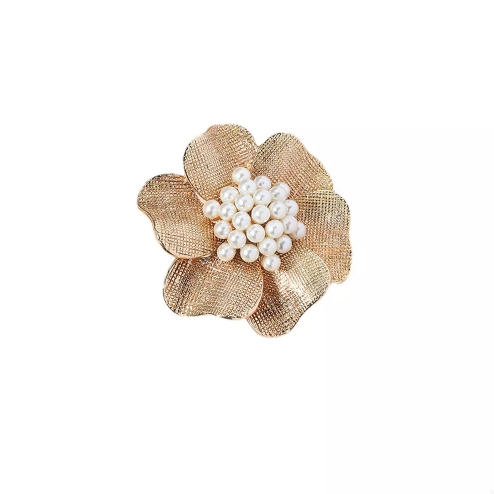18K Gold-Plated Pearl Flower Ring, image 2