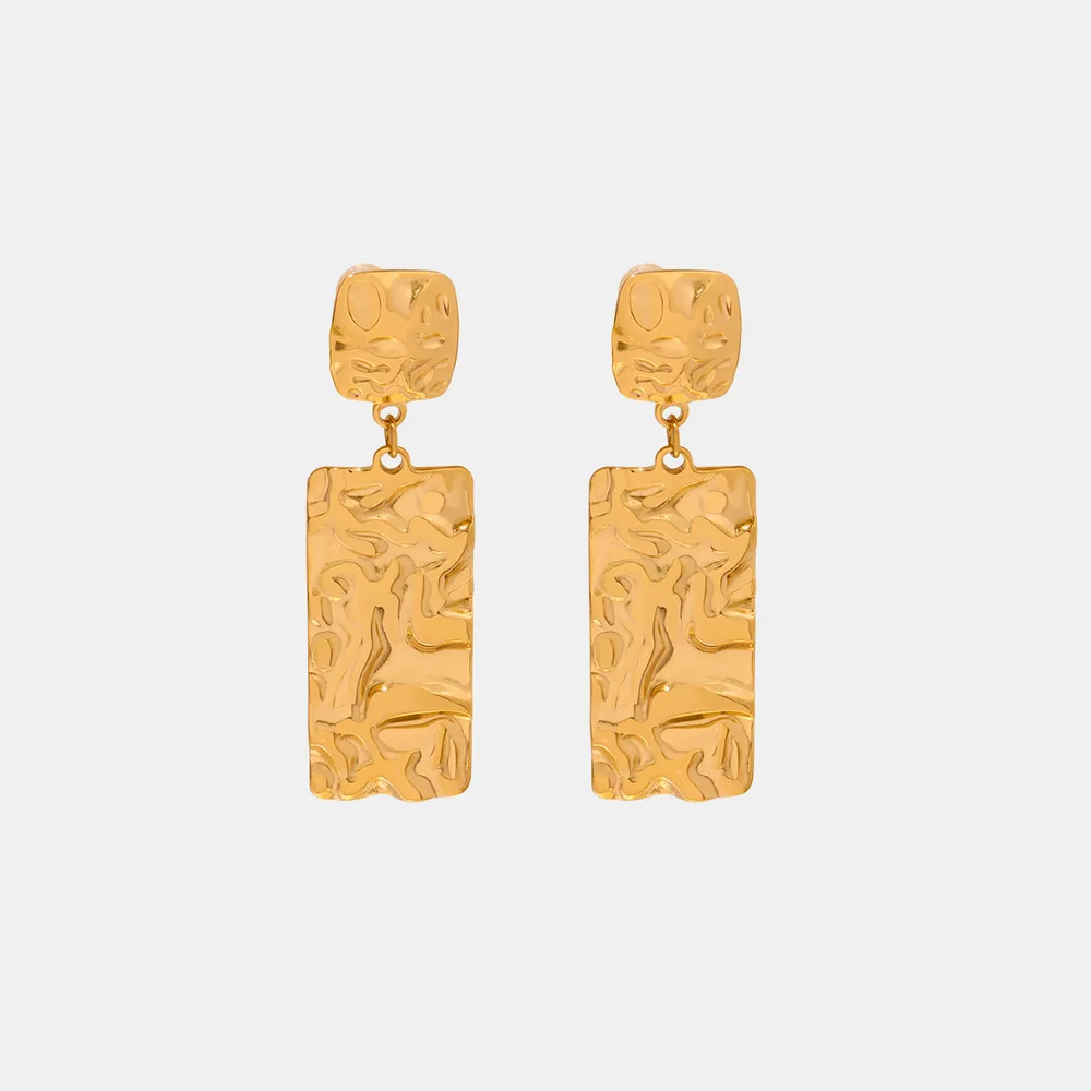 Titanium Steel Textured Geometric Earrings, image 5