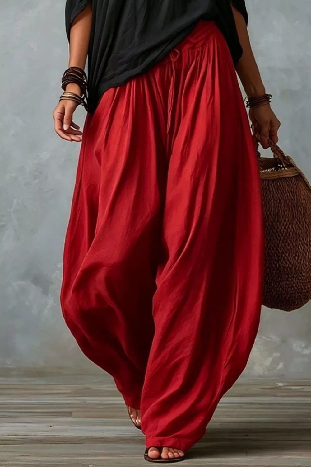 Full Size Off-Shoulder Top and Wide-Leg Pants Set Plus Size, image 2