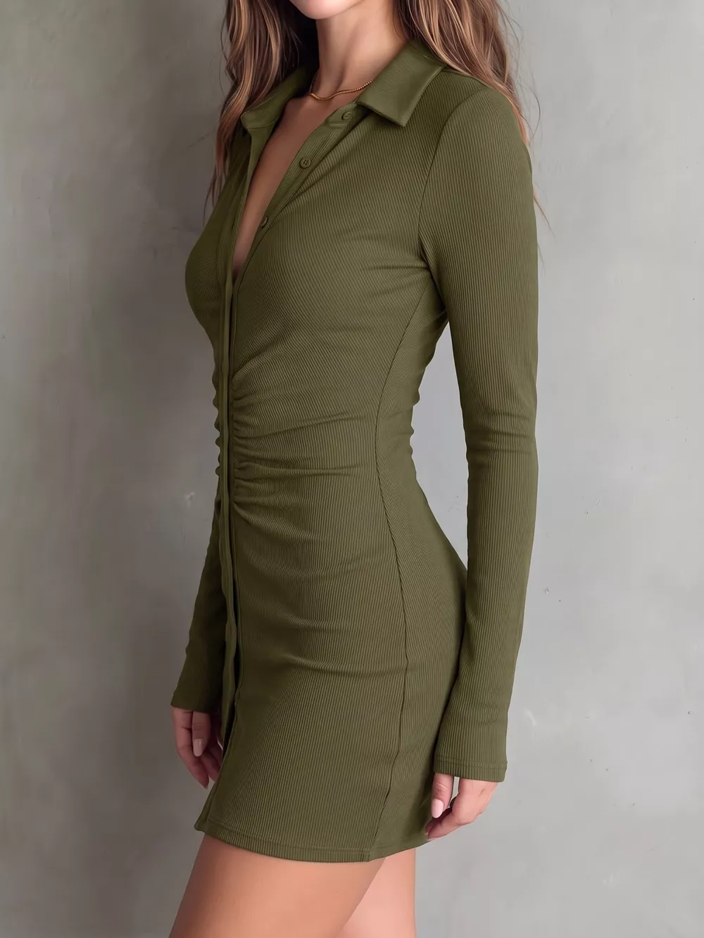 Button-Down Bodycon Mini Dress, image 11
