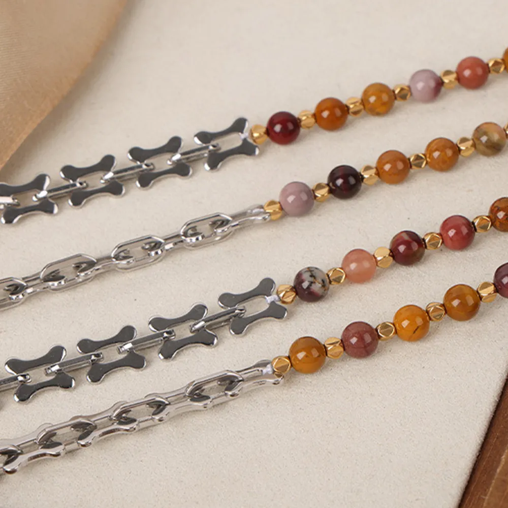 Titanium Steel Egg Yolk Stone Necklace, image 3