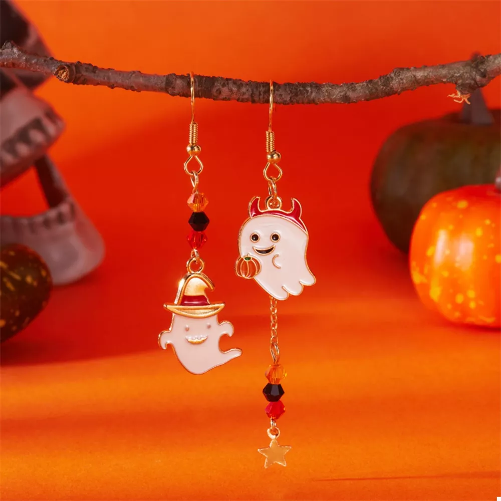 Halloween Ghost Pumpkin Drop Earrings, image 3