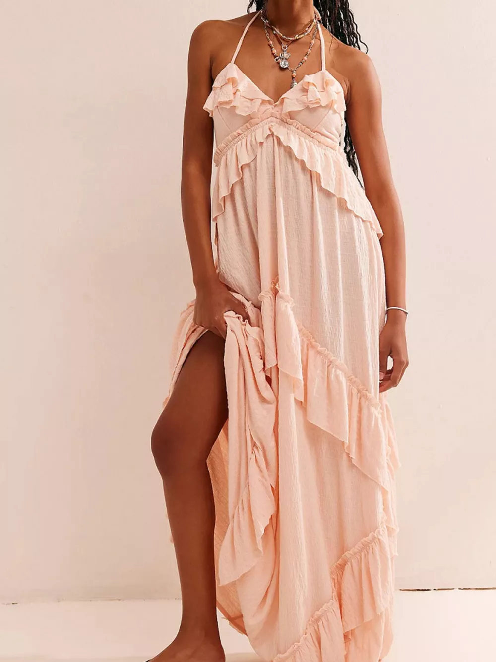 Ruffled Halter Neck Maxi Dress, image 9