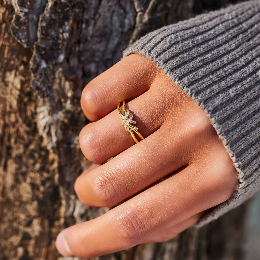 925 Sterling Silver Inlaid Zircon Wrapped Knot Ring, image 6