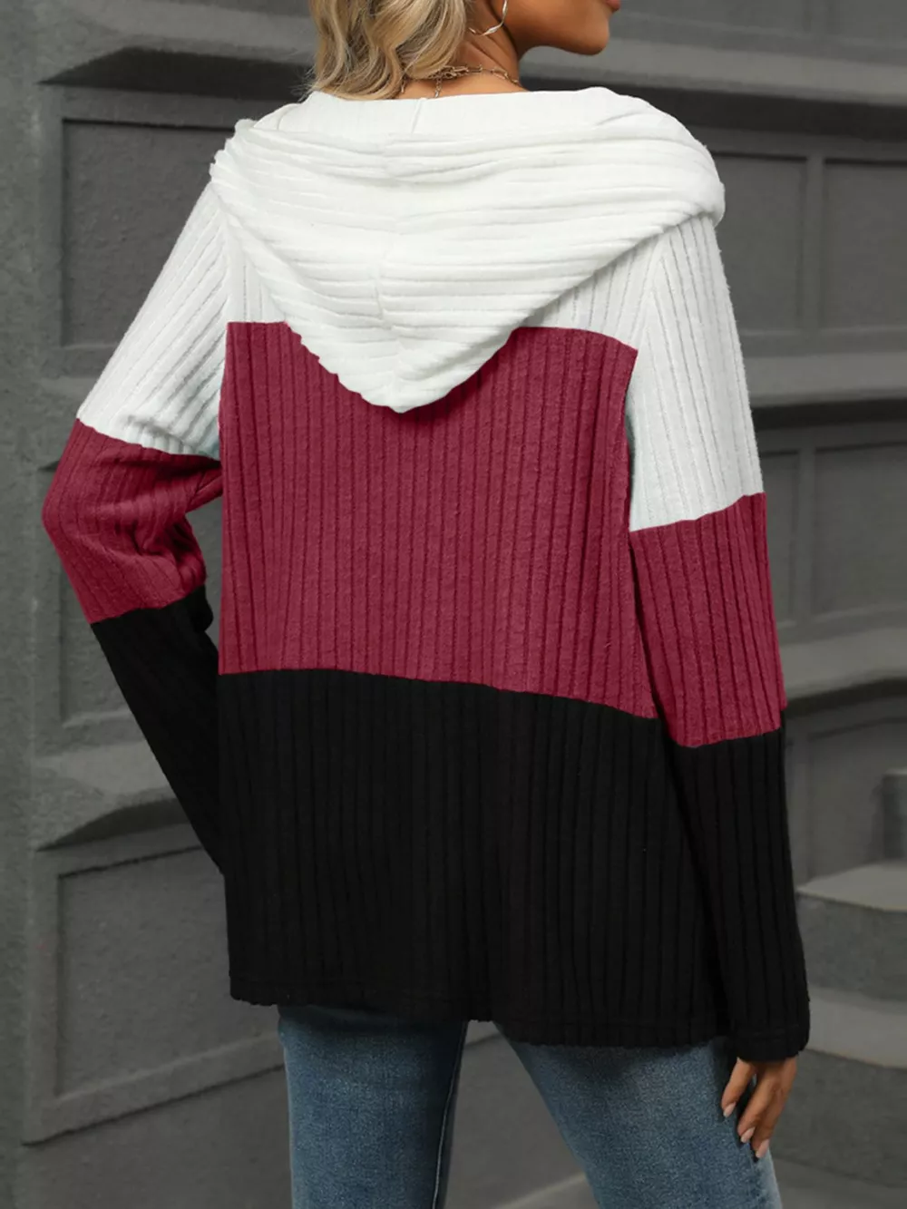 Color Block Half Zip Hooded Top, image 11