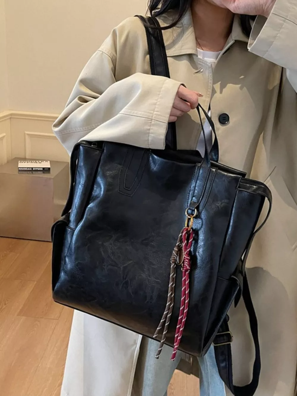 Vintage Leather Convertible Backpack Bag, image 7