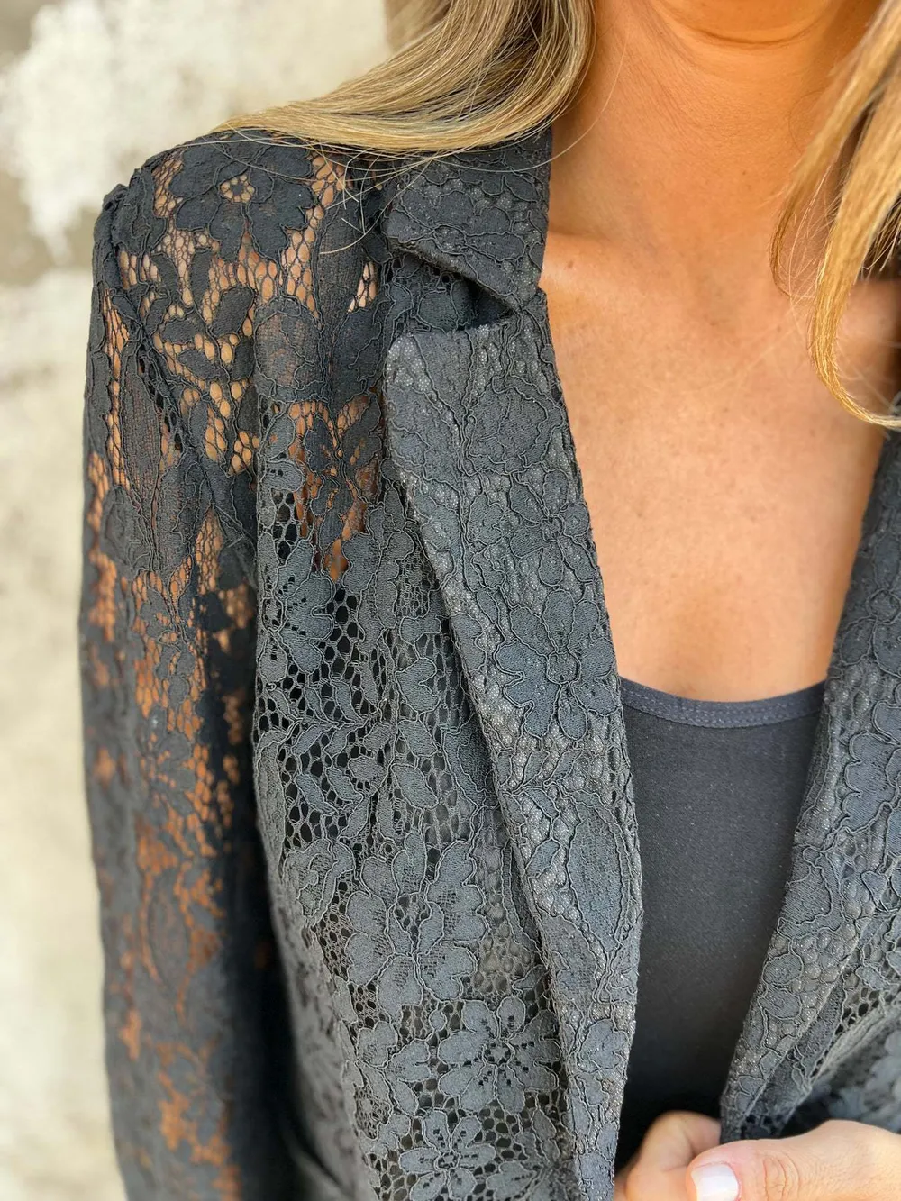Full Size Lace Open-Front Blazer Plus Size, image 3