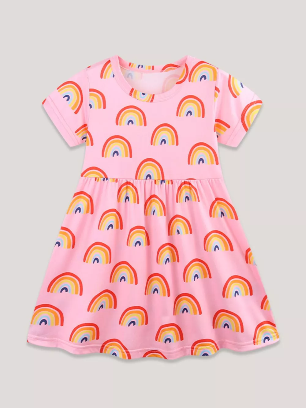 Children's Rainbow Print Short Sleeve Casual Dress, image 2