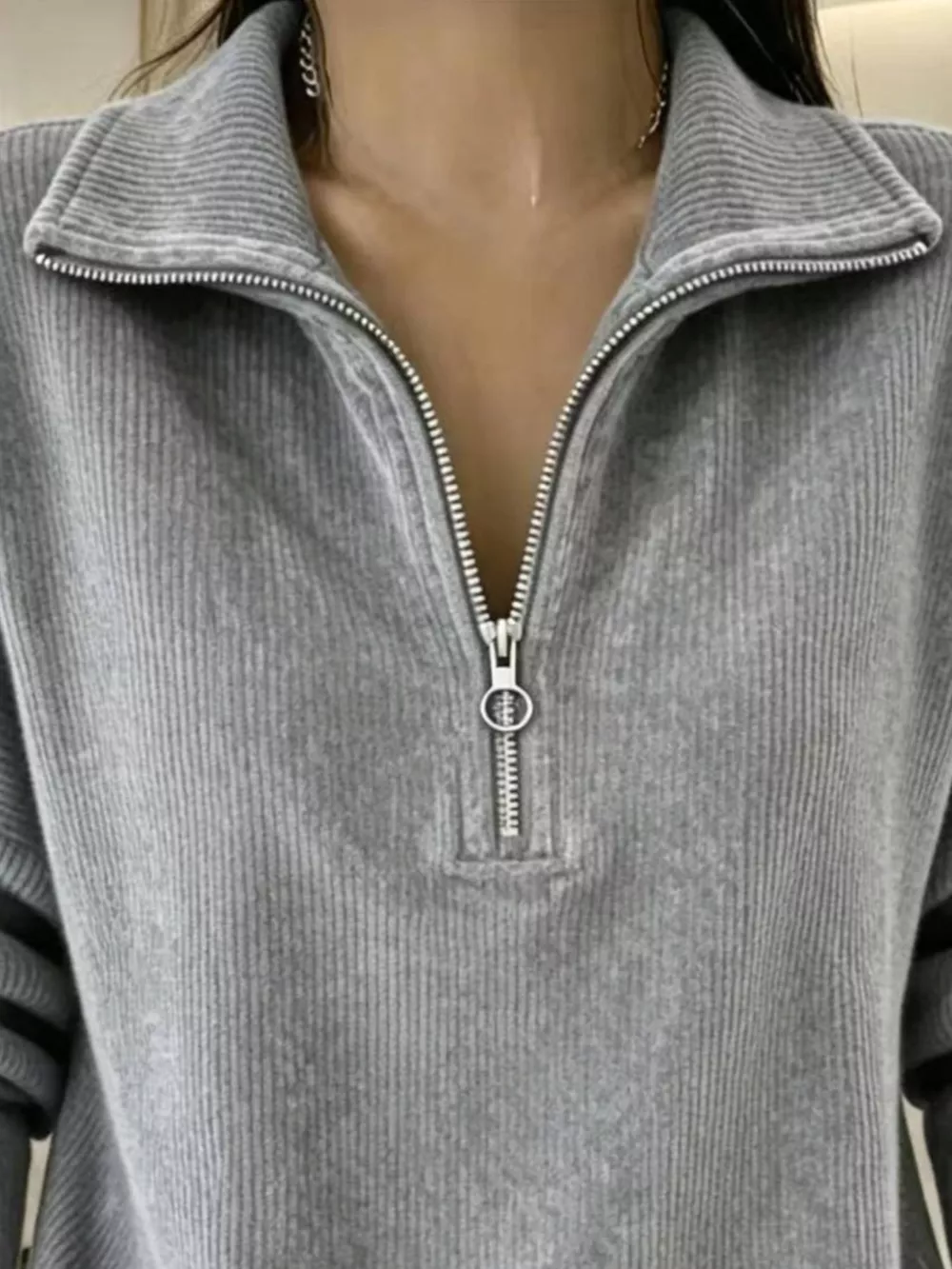 Full Size Corduroy Quarter-Zip Sweatshirt Plus Size, image 6