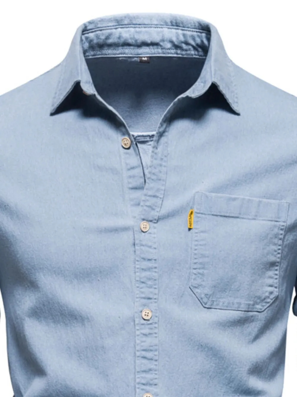 Men's Button-Down Denim Shirt with Chest Pocket, image 7