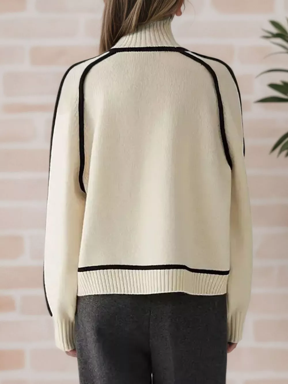Contrast Trim Turtleneck Sweater, image 4